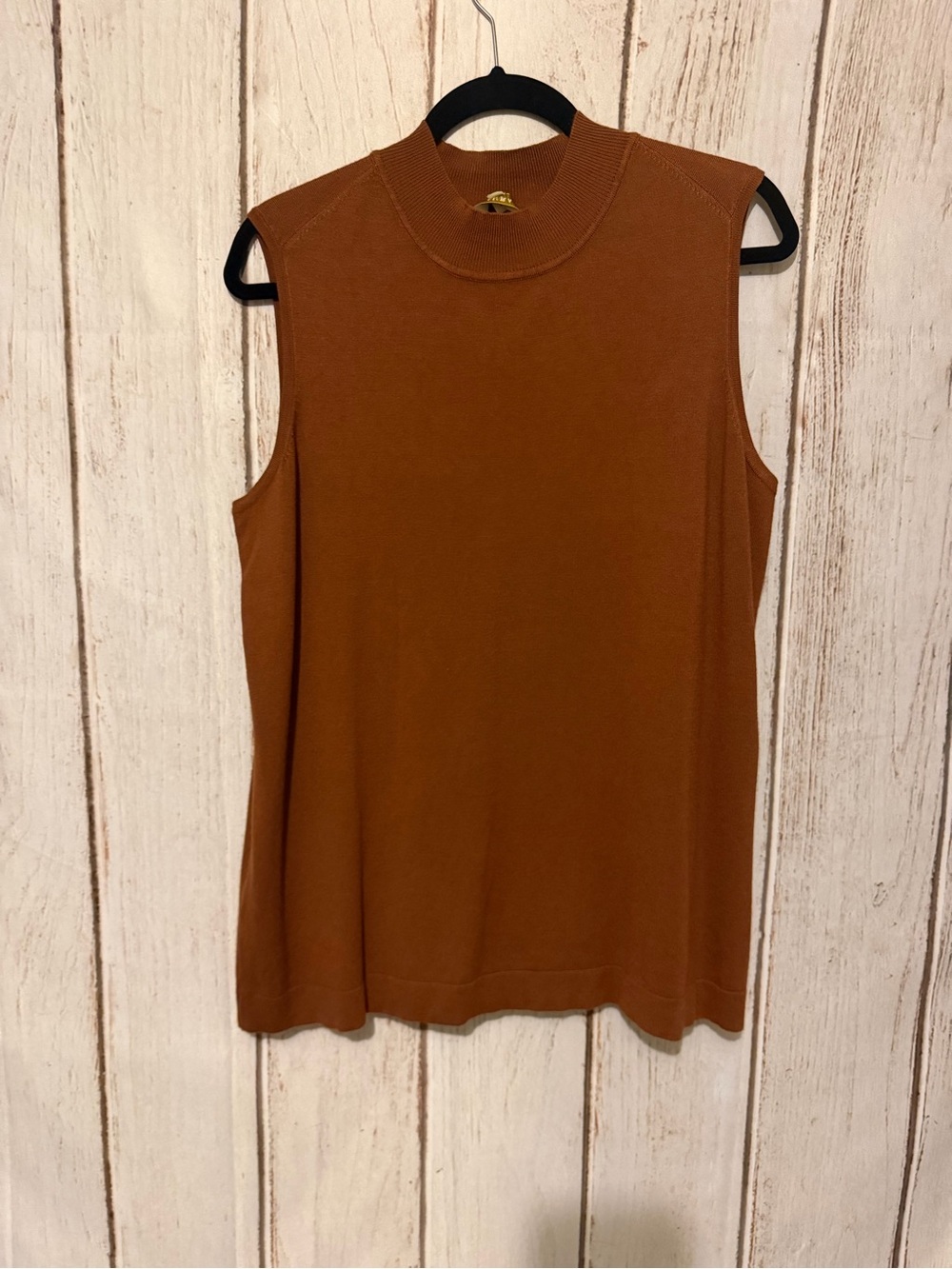 Laura Plus Brown Mock Neck Knit Tank Top Size X Sleeveless Viscose Nylon Shell